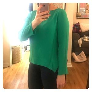 ZARA green silk long sleeve blouse